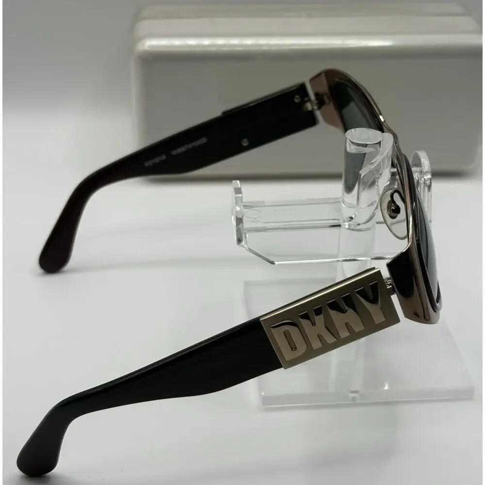 DKNY Westwood K01013 Sunglasses Brown Wrap Frame Green Lens Women’s Retro
